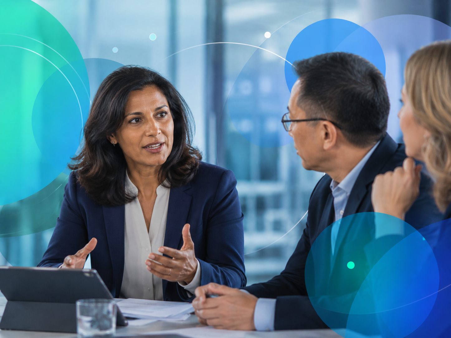 Experienced leaders in discussion during the EVOLVE leadership programme